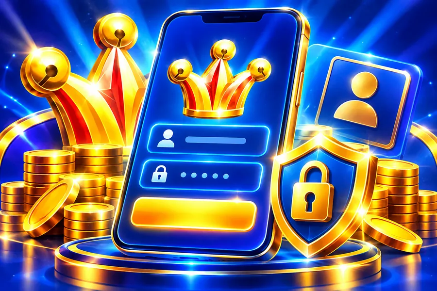 Blue and gold account access illustration