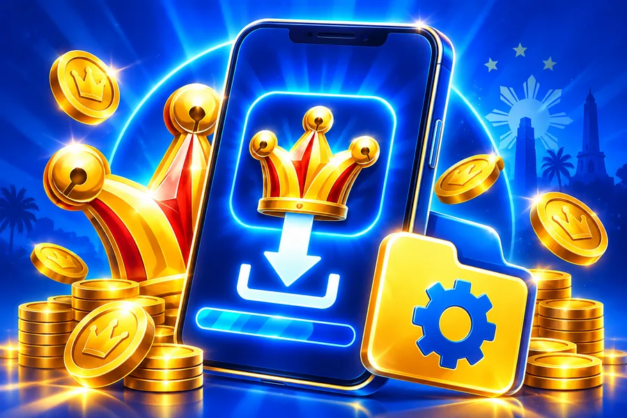 Blue and gold file verification and download illustration